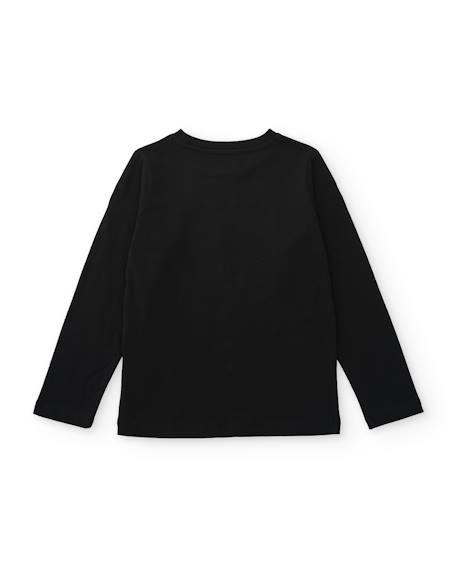 T-shirt garçon en maille avec imprimé skater et lettres contrastantes Noir 2 - vertbaudet enfant 