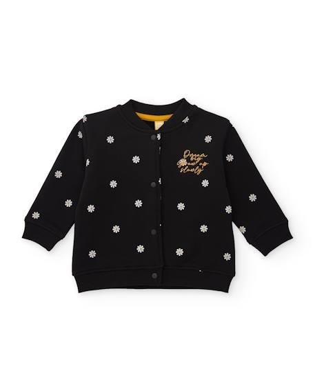 Ensemble en molleton pour bébé fille avec veste à imprimé floral et pantalon assorti Noir 2 - vertbaudet enfant 