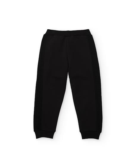 Pantalon en molleton pour garçon avec broderies latérales et zips contrastés Noir 3 - vertbaudet enfant 