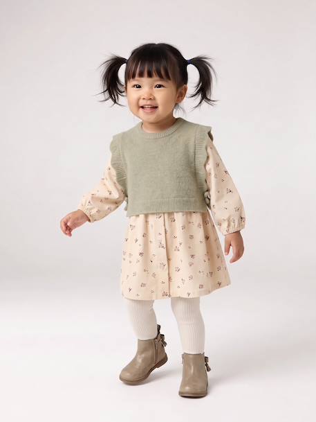 Ensemble robe et pull bébé fille vanille 1 - vertbaudet enfant 
