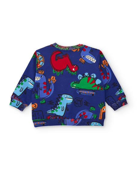 Ensemble garçon en molleton sweat imprimé dinosaures et pantalon Bleu 4 - vertbaudet enfant 