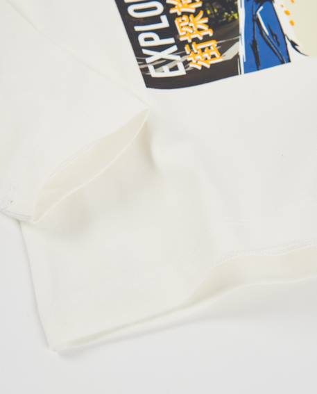 T-shirt garçon en maille avec imprimé de dinosaure avec lunettes Blanc 4 - vertbaudet enfant 