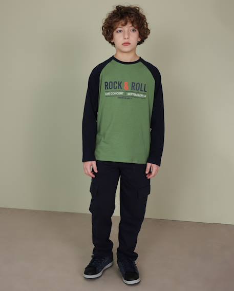 Pantalon garçon en molleton avec poches cargo et taille ajustable Bleu 1 - vertbaudet enfant 