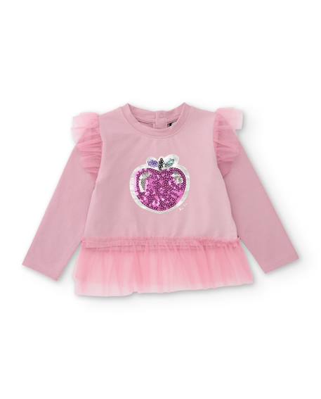 T-shirt fille en jersey à volants et détails sequins Rose 1 - vertbaudet enfant 