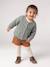 Gilet bébé en maille grosse jauge beige chiné+vert sauge 14 - vertbaudet enfant 