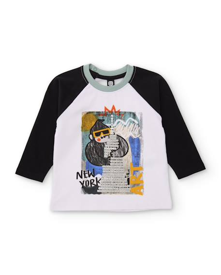 T-shirt bébé garçon manches longues en jersey à imprimé graphique Blanc 1 - vertbaudet enfant 