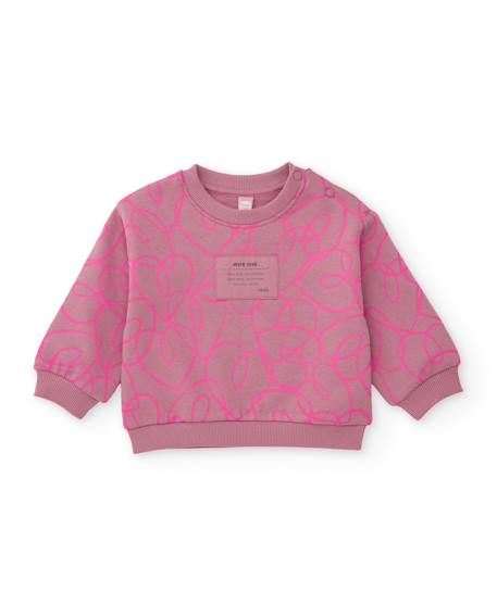 Ensemble en molleton pour bébé fille avec sweat imprimé et pantalon assorti Rose 2 - vertbaudet enfant 