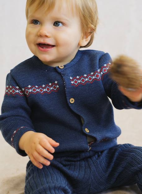 Gilet bébé - chamonix Bleu gris+Écru 1 - vertbaudet enfant 