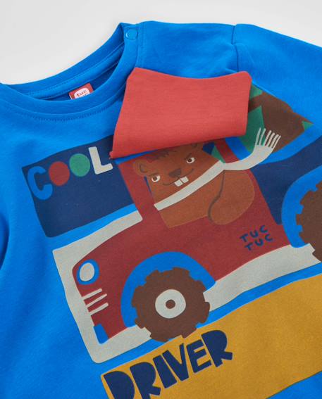 T-shirt manches longues en jersey pour bébé garçon avec motif véhicule Bleu 4 - vertbaudet enfant 
