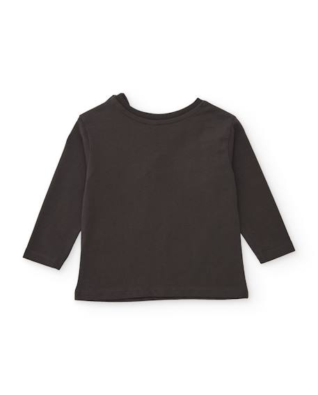 T-shirt en maille pour bébé garçon avec imprimé graphique et manches longues Gris 2 - vertbaudet enfant 