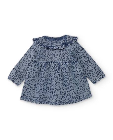 Robe en jean fille à imprimé cœurs et matière douce Bleu 3 - vertbaudet enfant 