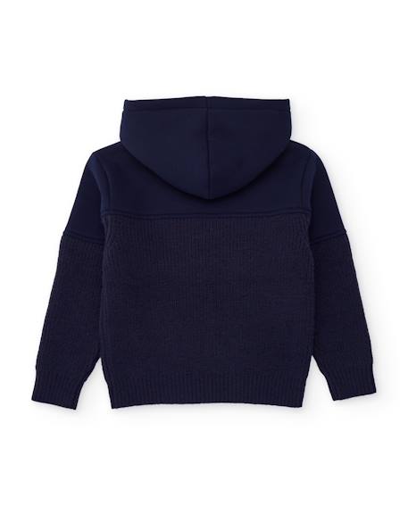 Pull à capuche en tricot pour garçon avec tissu chaud Bleu 3 - vertbaudet enfant 
