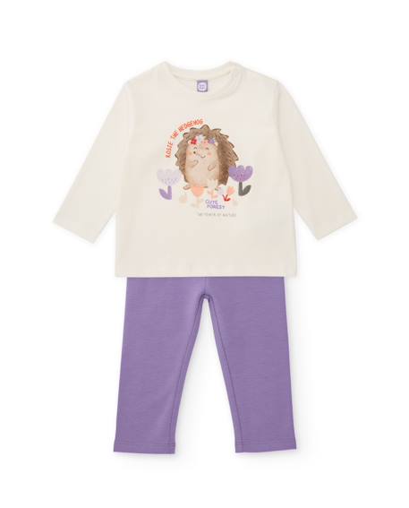 Ensemble en maille pour bébé fille avec t-shirt imprimé et legging assorti Blanc 1 - vertbaudet enfant 