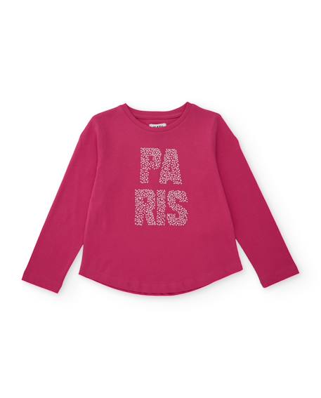 T-shirt fille en maille avec manches longues et imprimé de paris Rose 1 - vertbaudet enfant 