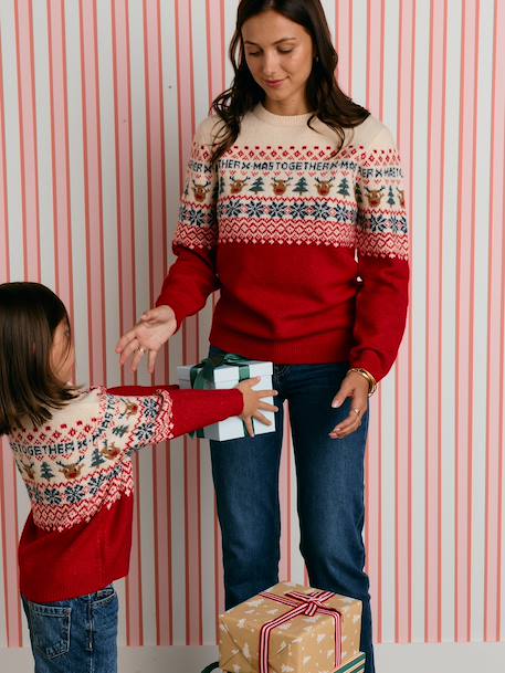 Pull de Noël Adulte Mixte Capsule Famille rouge 6 - vertbaudet enfant 