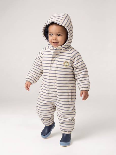 Combinaison à capuche anti-pluie bébé doublée maille polaire sable+vert sauge 1 - vertbaudet enfant 