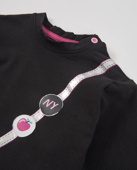 T-shirt fille à manches longues en jersey motif sac bandoulière Noir 3 - vertbaudet enfant 