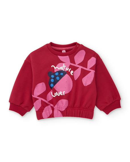Ensemble fille en molleton avec sweat à motif floral et legging assorti Rouge 2 - vertbaudet enfant 