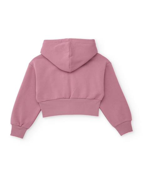Sweat pour fille en molleton avec capuche et fermeture zippée frontale Rose 2 - vertbaudet enfant 
