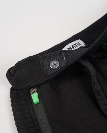 Pantalon en molleton pour garçon avec broderies latérales et zips contrastés Noir 4 - vertbaudet enfant 