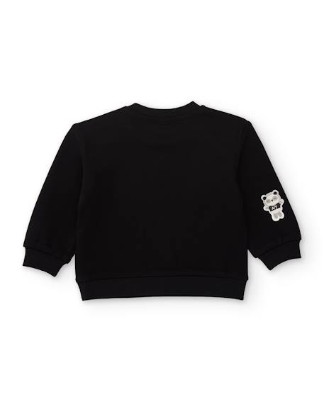 Ensemble fille en molleton avec sweat imprimé et détail nœud Noir 4 - vertbaudet enfant 