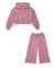Ensemble pour fille en maille avec sweat à capuche court et pantalon large Rose 1 - vertbaudet enfant 