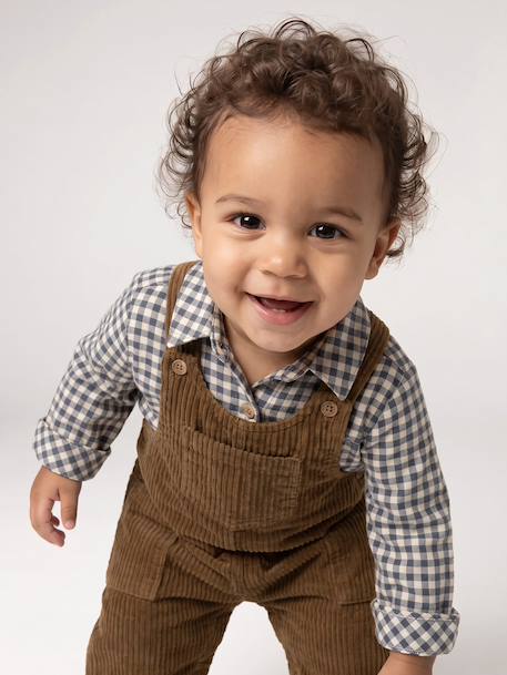 Ensemble salopette chemise bébé garçon olive 10 - vertbaudet enfant 