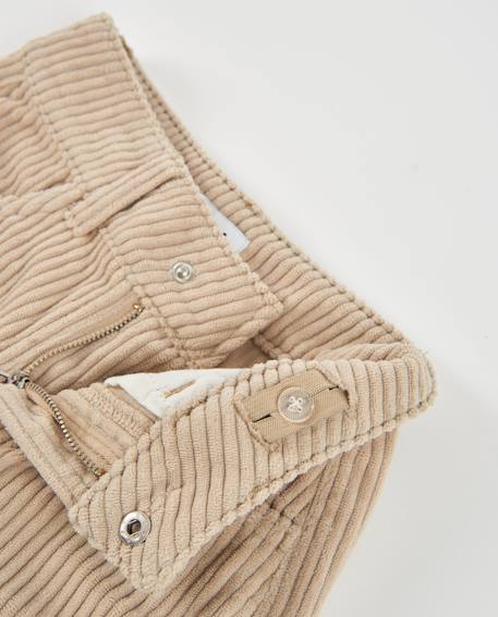 Pantalon fille en velours côtelé avec coupe droite et poches latérales Beige 3 - vertbaudet enfant 