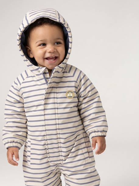 Combinaison à capuche anti-pluie bébé doublée maille polaire sable+vert sauge 8 - vertbaudet enfant 