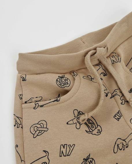 Pantalon en molleton pour garçon avec motif amusant et cordon de serrage Marron 3 - vertbaudet enfant 