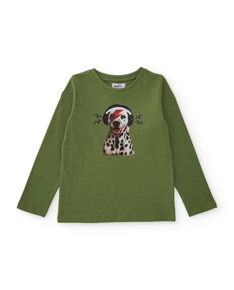 T-shirt garçon en jersey avec imprimé dalmatien avec écouteurs Vert 1 - vertbaudet enfant 