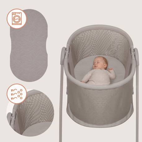 Lit bébé berceau 2en1 gaya pliable avec 4 roues et moustiquaire Beige latte+Beige sand 5 - vertbaudet enfant 