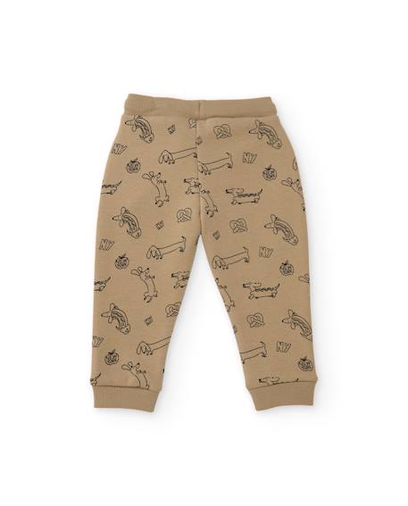 Pantalon en molleton pour garçon avec motif amusant et cordon de serrage Marron 2 - vertbaudet enfant 