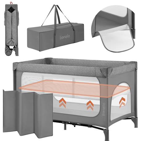 Lit parapluie parc bébé 2en1 jasmin 0-36 mois avec pliage rapide, roulettes et poche Blue navy+Grey stone 7 - vertbaudet enfant 