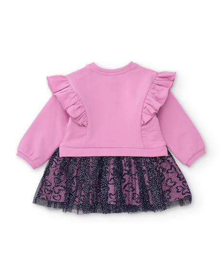 Robe fille en molleton à volants et motif ludique Rose 2 - vertbaudet enfant 