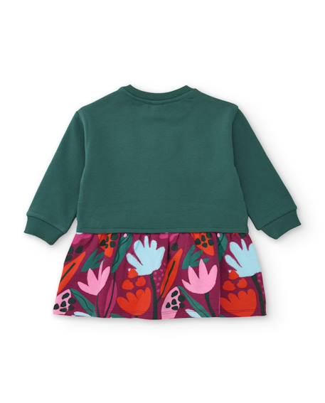 Robe bébé fille en molleton à détail cœurs et imprimé floral Vert 2 - vertbaudet enfant 