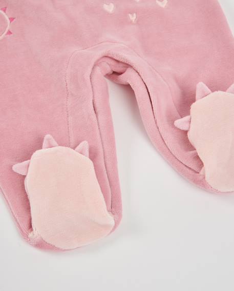 Barboteuse en molleton pour bébé avec motif dinosaure Rose 4 - vertbaudet enfant 