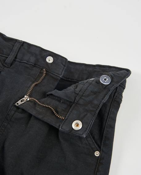 Pantalon fille en sergé à jambes larges et taille ajustable Noir 4 - vertbaudet enfant 