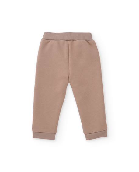 Pantalon bébé garçon en molleton à taille élastique et coupe confortable Beige 3 - vertbaudet enfant 