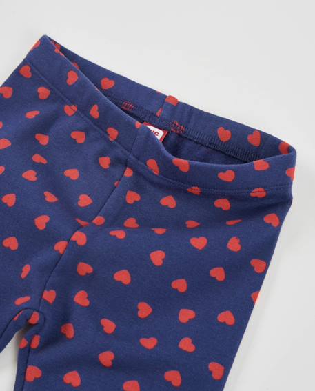 Legging stretch en molleton pour fille avec motif cœurs Bleu 4 - vertbaudet enfant 