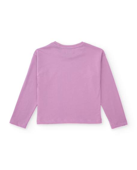 Ensemble fille en maille avec t-shirt imprimé floral et leggings assortis Violet 4 - vertbaudet enfant 