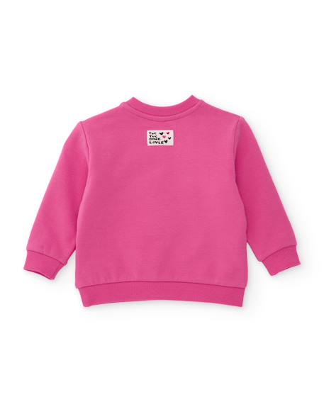Sweat fille en molleton chaud avec cœurs brodés Rose 3 - vertbaudet enfant 