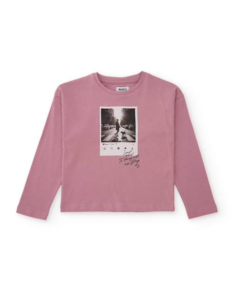 Ensemble pour fille en maille avec t-shirt imprimé et leggings assortis Rose 2 - vertbaudet enfant 