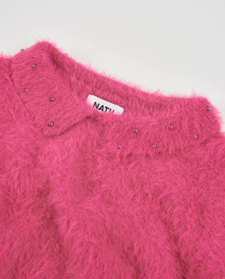 Pull fille en tricot avec texture moelleuse et col rond Rose 4 - vertbaudet enfant 
