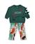 Ensemble garçon en molleton avec sweat rhinocéros et pantalon imprimé Vert 1 - vertbaudet enfant 