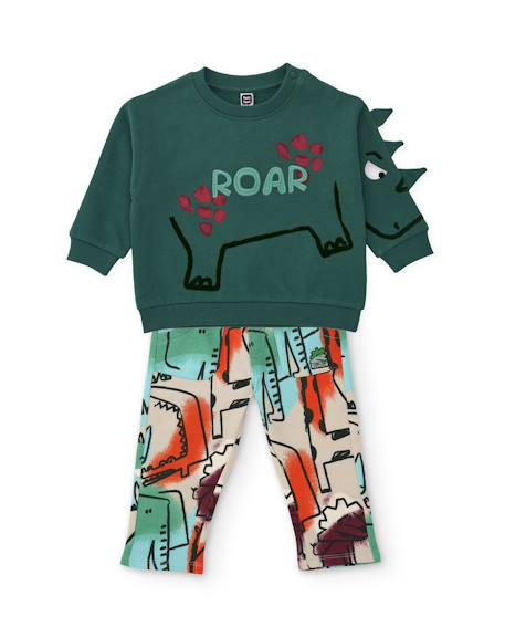 Garçon-Ensemble-Ensemble garçon en molleton avec sweat rhinocéros et pantalon imprimé