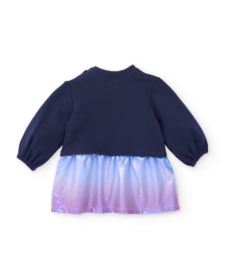 Robe fille en molleton avec motif tête de chat Bleu 2 - vertbaudet enfant 