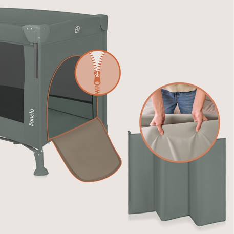 Lit cododo 3en1 ellen avec fonction lit parapluie et parc bébé, matelas haute densité et roulettes Beige sand+Black carbon+Green sage 16 - vertbaudet enfant 