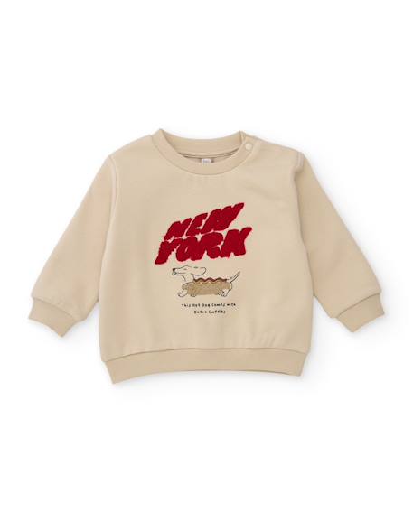 Sweat en molleton pour bébé garçon avec imprimé graphique Blanc 1 - vertbaudet enfant 