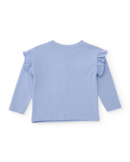 T-shirt fille en jersey avec motif floral central Bleu 2 - vertbaudet enfant 